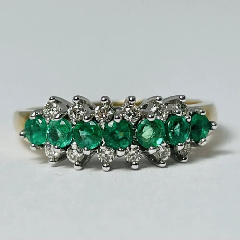 10kt Gold Emerald & Diamond Band