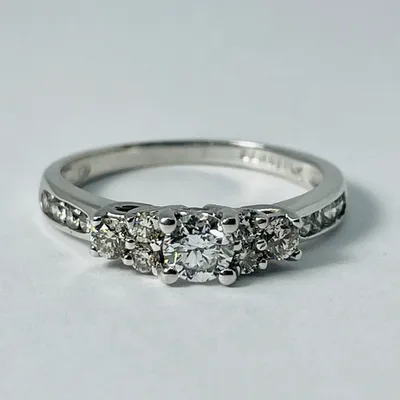 14kt White Gold Diamond Engagement Ring - Past, Present, Future