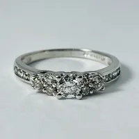 14kt White Gold Diamond Engagement Ring - Past, Present, Future