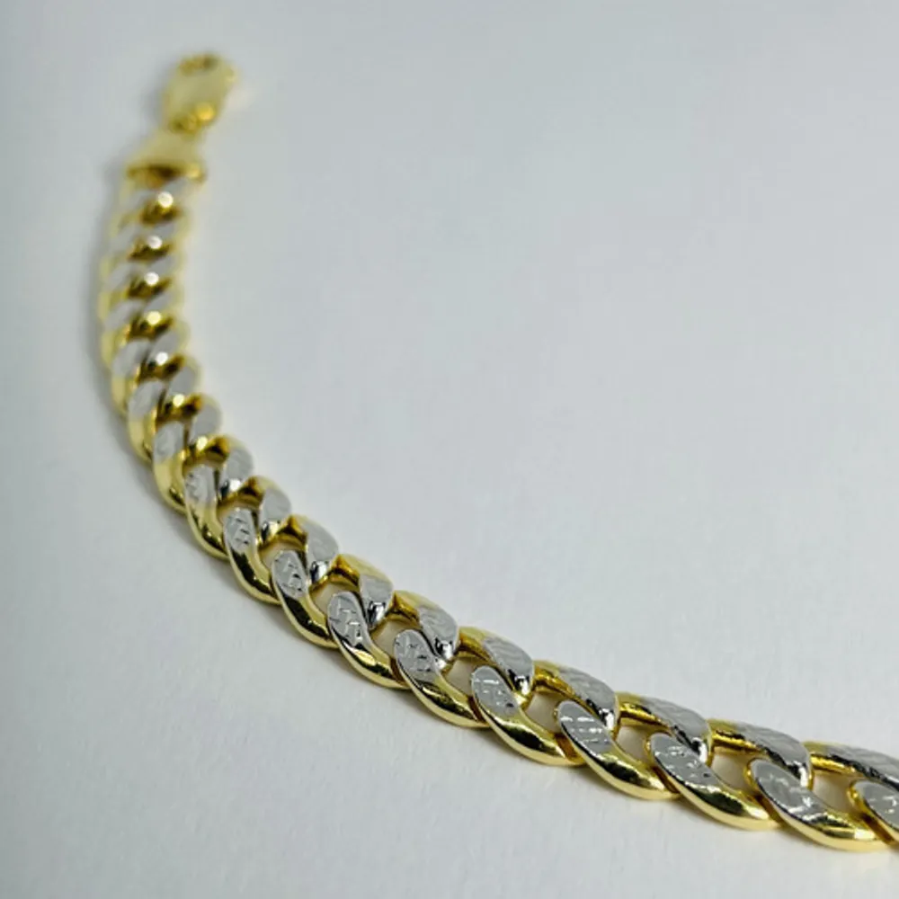 10kt Gold Two-Tone Curb Bracelet