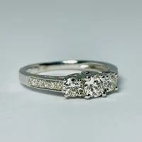 14kt White Gold 1.00ctw Past, Present, Future, Diamond Ring Set