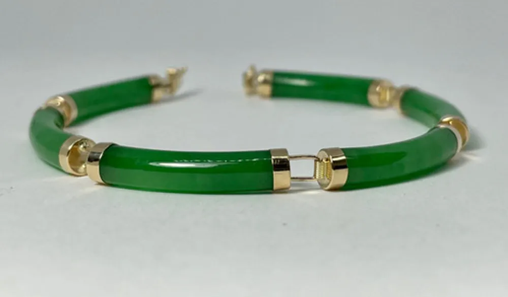 14k Yellow Gold Jade Bar Bracelet