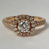 14kt Rose Gold Diamond Halo Engagement Ring Set