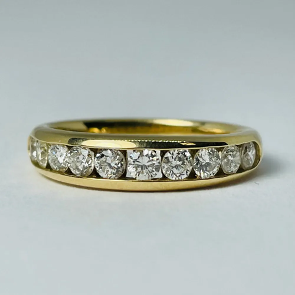 14kt Gold Diamond Band, Channel Set 0.75ctw