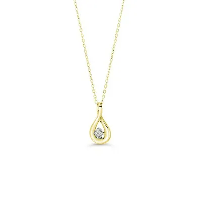 10K YG 0.05CT Diamond Figure 8 Pendant with Chain