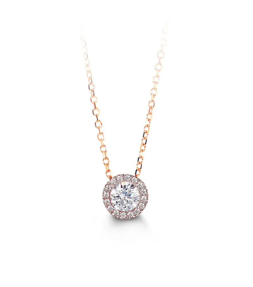 10kt Gold CZ Halo Pendant & Necklace (Glory Collection)
