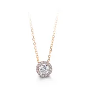 10kt Gold CZ Halo Pendant & Necklace (Glory Collection)