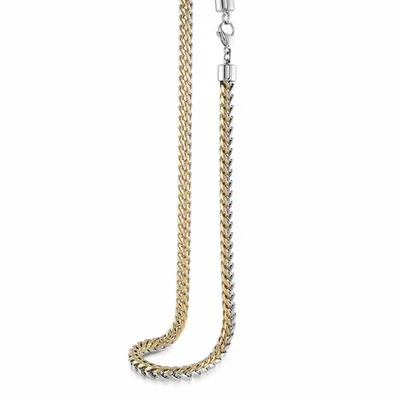 ITALGEM Gold Plated 2-Tone Stainless Steel 5mm Round Franco Chain