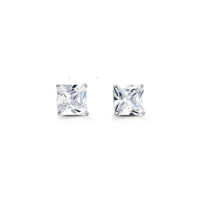 14kt Gold CZ Studs - 6mm Square (Princess)