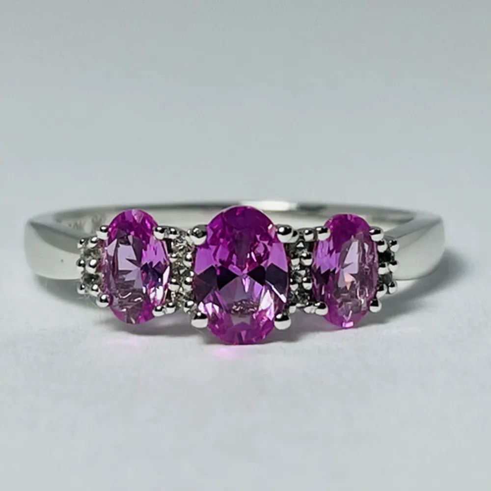 10kt White Gold Pink Topaz & Diamond Ring