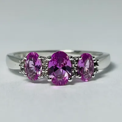 10kt White Gold Pink Topaz & Diamond Ring