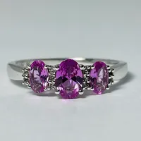 10kt White Gold Pink Topaz & Diamond Ring