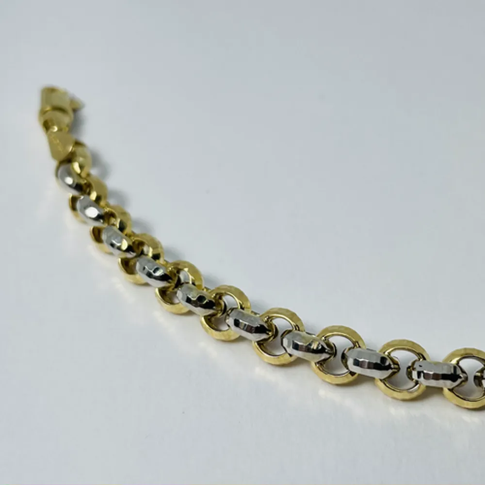 10kt Gold Two-Tone Diamond Cut Charm Bracelet