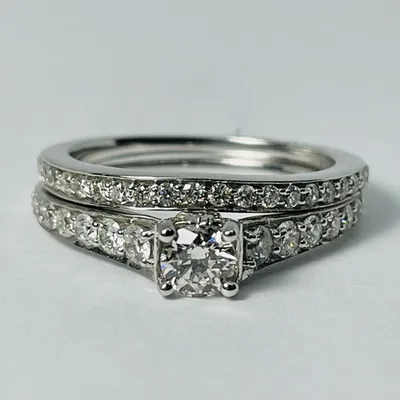 14kt White Gold Diamond Engagement Ring Set