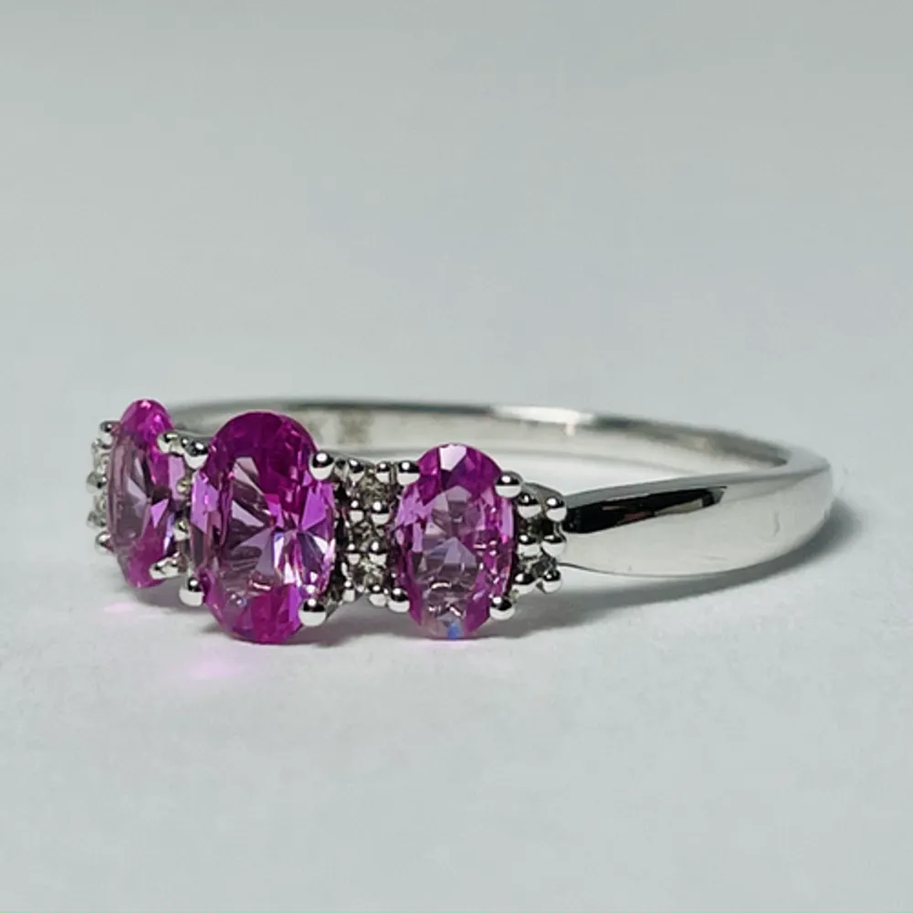 10kt White Gold Pink Topaz & Diamond Ring