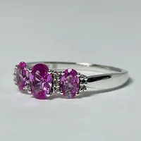 10kt White Gold Pink Topaz & Diamond Ring