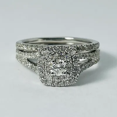 10kt White Gold 1.00ctw Diamond Engagement Ring Set