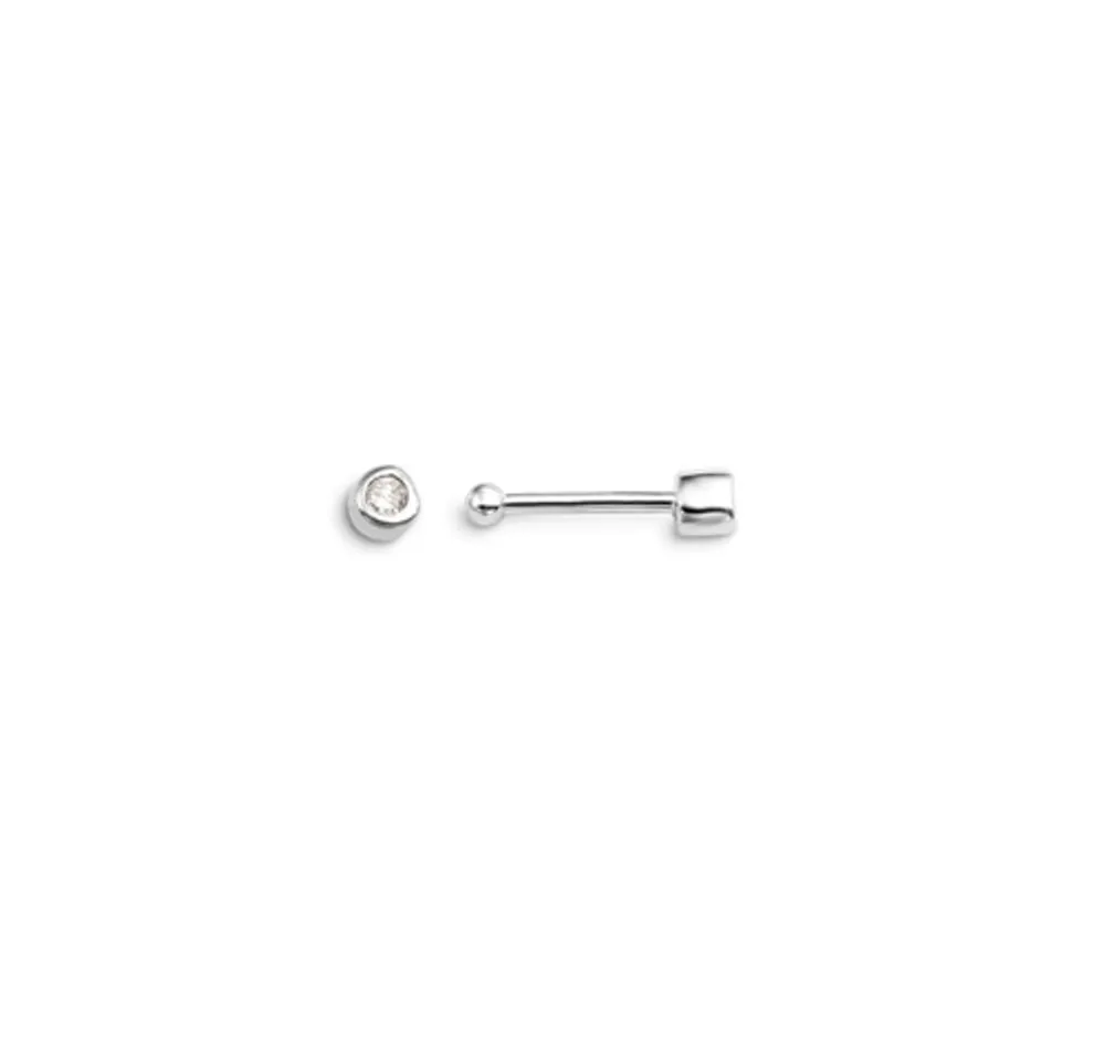 14kt Gold Diamond Nose Pin (0.005ctw) Bead End