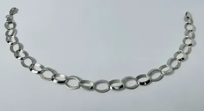 10kt White Gold Oval Link Charm Bracelet