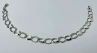 10kt White Gold Oval Link Charm Bracelet