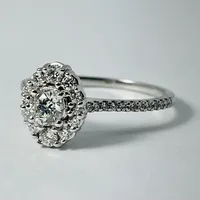 14kt White Gold Diamond Engagement Ring - Vintage