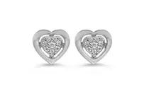 10K WG 0.05CT Diamond Pave Heart Stud Earrings