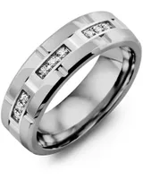 Men's Trio Diamond Grooved Wedding Band