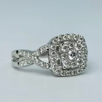 14kt White Gold 1.00ctw Diamond Engagement Ring Set