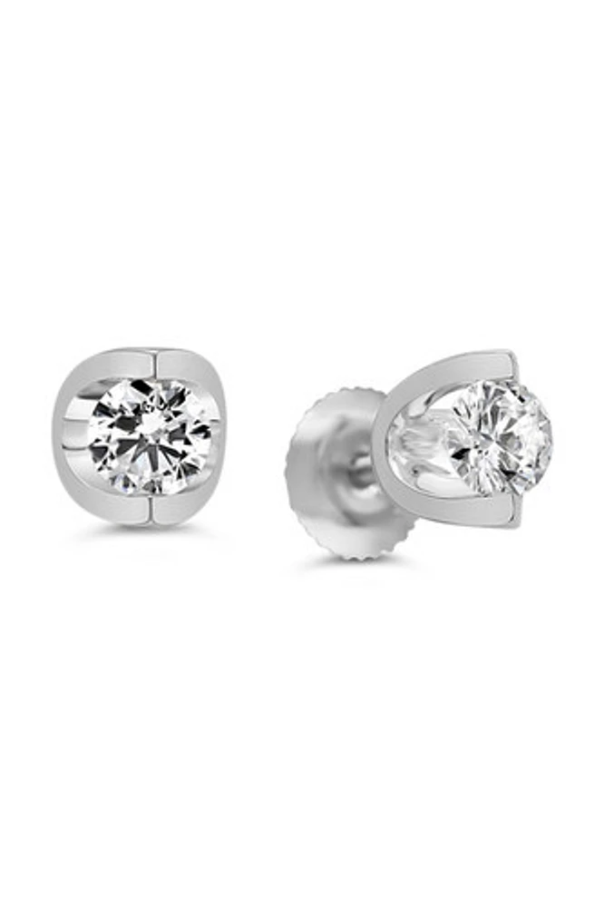 14kt Gold 2.00ctw Lab Diamond Half Moon Stud Earrings