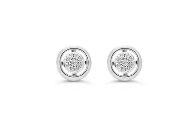 10K WG 0.05CT Diamond Pave Circle Stud Earrings