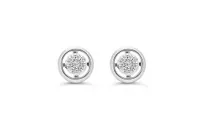 10K WG 0.05CT Diamond Pave Circle Stud Earrings