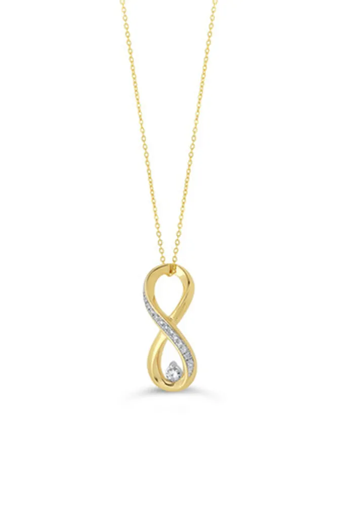 10K YG 0.05CT Diamond Infinity Pendant with Chain