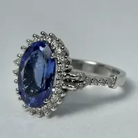 14kt White Gold Tanzanite & Diamond Ring