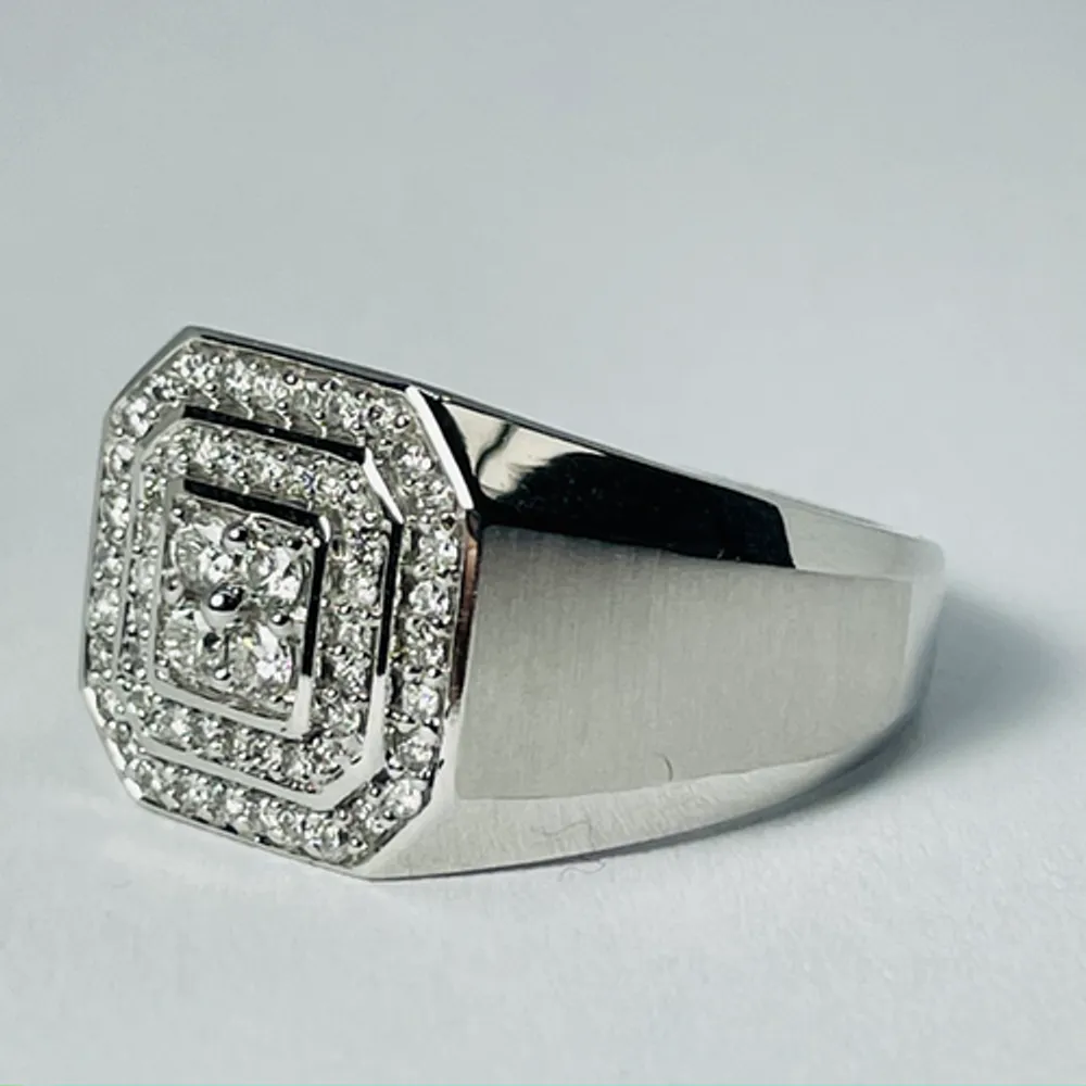 10kt White Gold Diamond Signet Ring, 0.50ctw