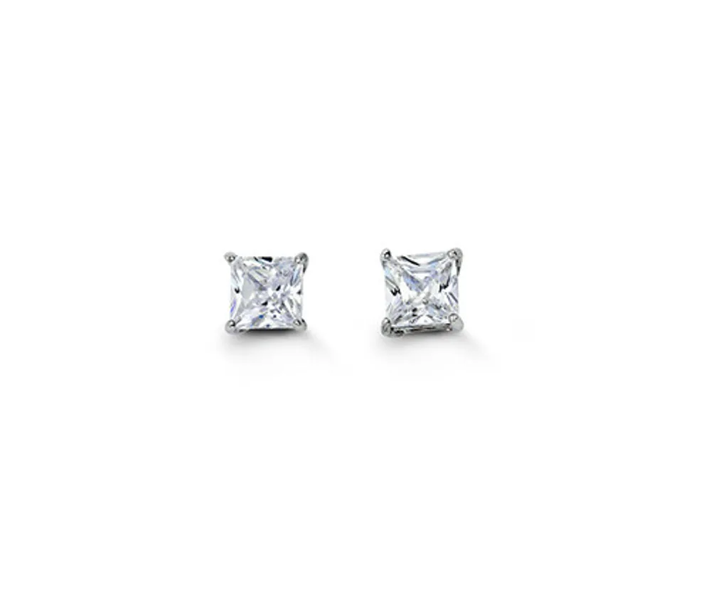 Sterling Silver Square CZ Studs 4mm