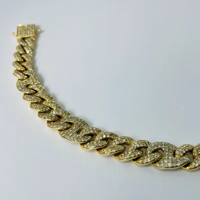 10kt Gold Miami Mixed Link Diamond Bracelet