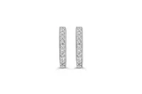 10K YG 0.10CT Diamond Oval 2 Row Claw Huggie Earrings