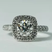 14kt Gold 1.57ctw Diamond Halo Engagement Ring