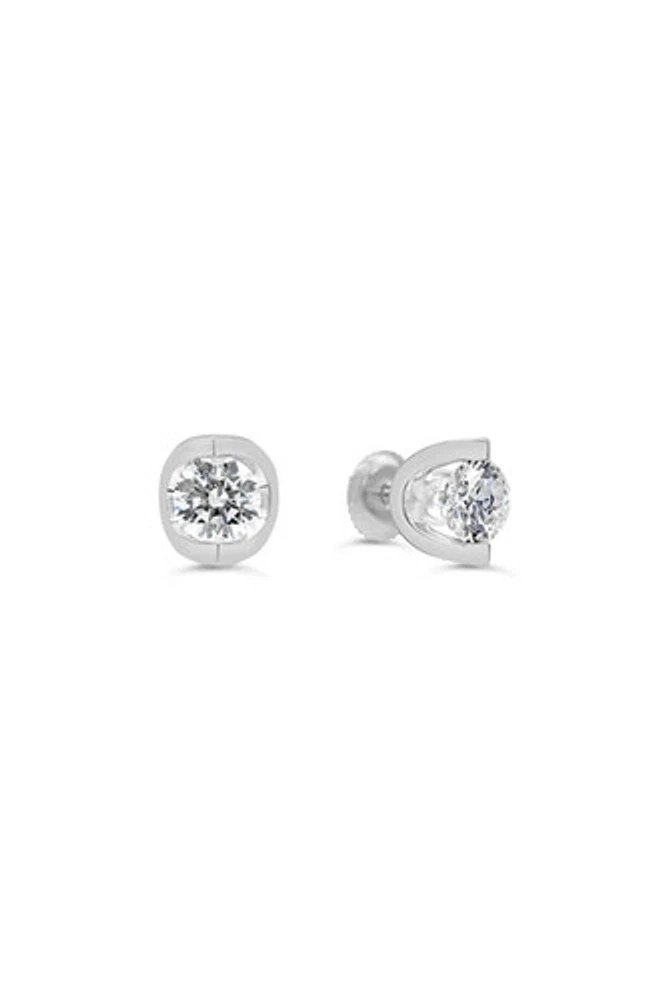 14kt Gold 1.00ctw Lab Diamond Half Moon Stud Earrings