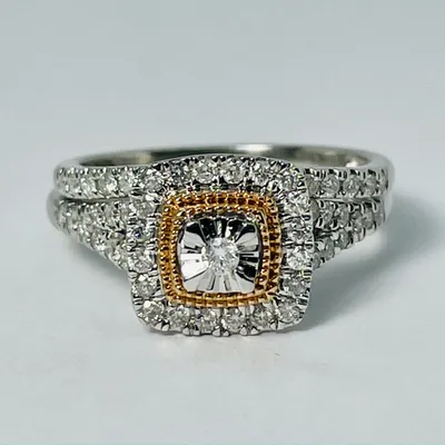 10kt Rose & White Gold Diamond Engagement Ring Set