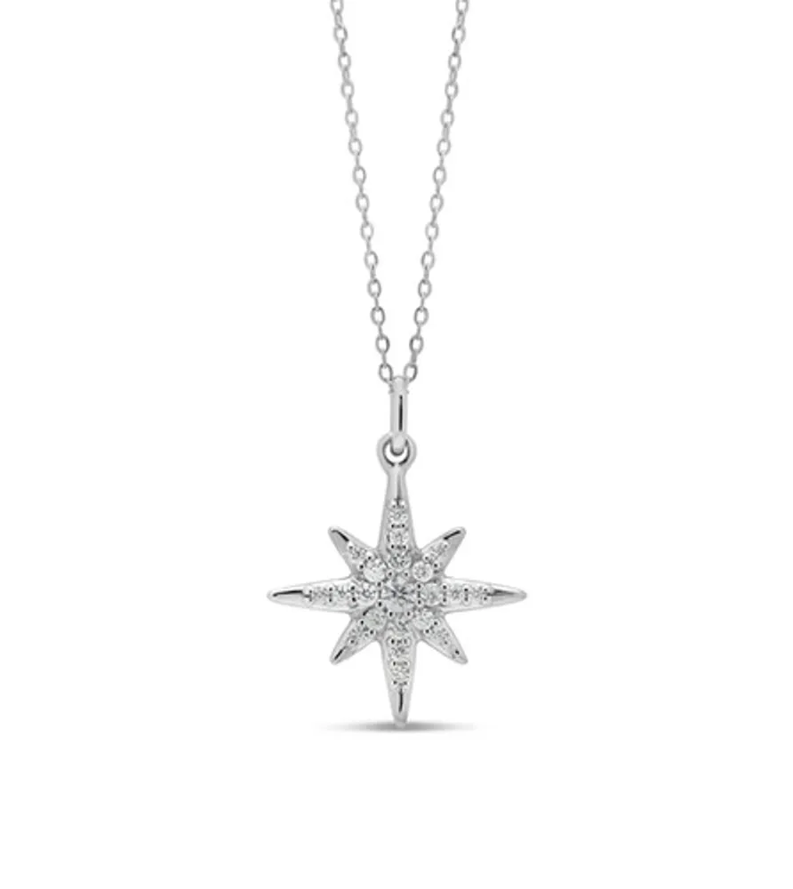 10k WG 0.10ct Diamond North Star Pendant with Chain