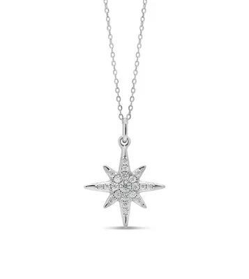 10k WG 0.10ct Diamond North Star Pendant with Chain