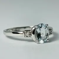 10kt White Gold Aquamarine & Diamond Ring