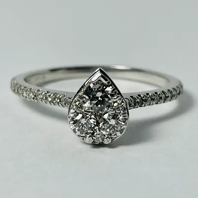 14kt White Gold Pear Shaped Diamond Engagement Ring