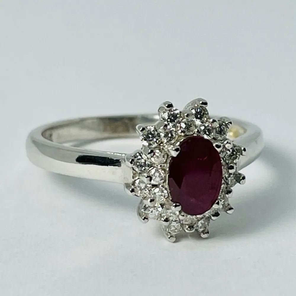 14kt White Gold Ruby & Diamond Ring