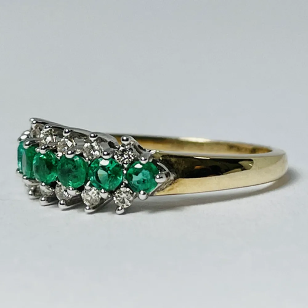 10kt Gold Emerald & Diamond Band