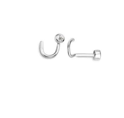 14kt Gold CZ Nose Pin, Bezel with Twist Back