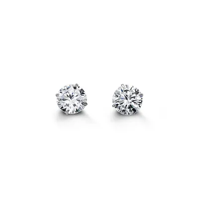 14kt Gold CZ Studs - 6mm Round