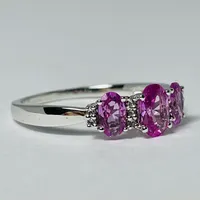 10kt White Gold Pink Topaz & Diamond Ring