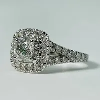 14kt White Gold 2.00ctw Diamond Halo Engagement Ring Set